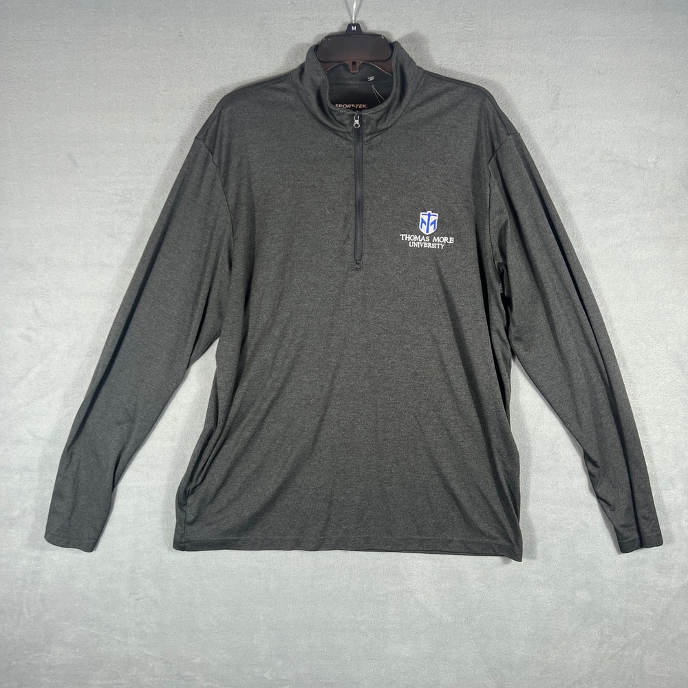 Sport-Tek Mens 1/4 Zip Pullover XL Gray Heather Thomas More University Logo Long